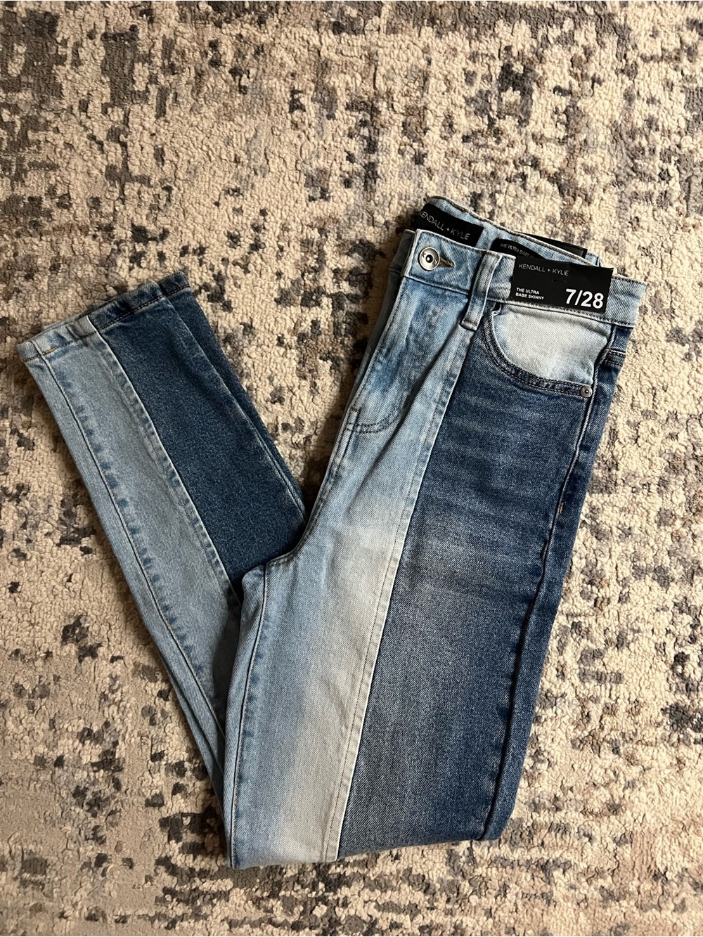 Kendall & Kylie‎ Two-Tone Light and Dark Blue Skinny Jeans